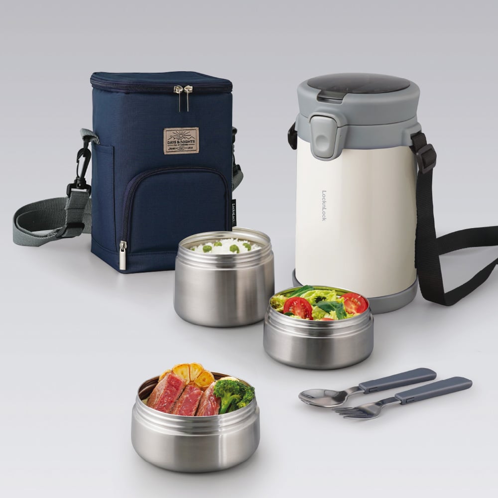 [Voucher 10% tối đa 300k] Bộ hộp cơm giữ nhiệt Easy Carry 2.0L,kèm thêm Bộ muỗng và nĩa, túi đựng - 2 Màu (Xanh, Trắng) - LHC8039, , large image number 1